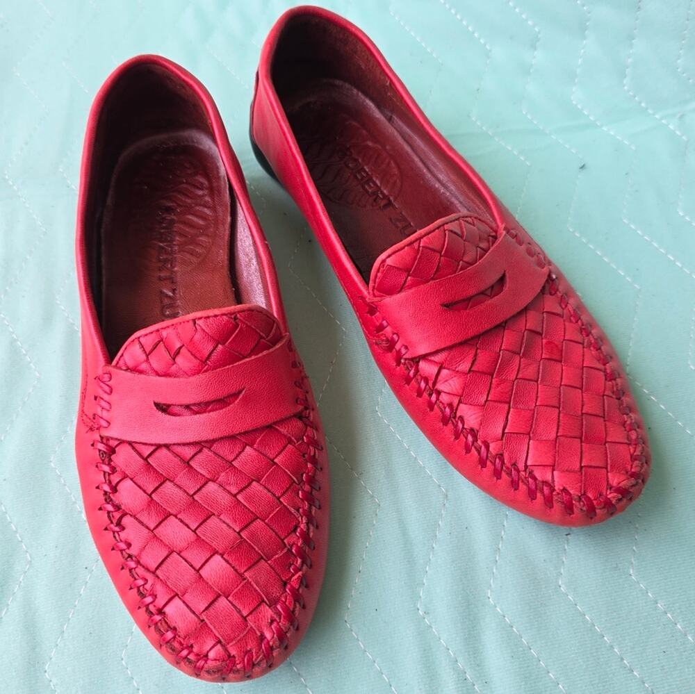 Robert Zur Petra driving shoe French Red 6 AAAA narrow leather loafer luxury